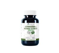 Alzuro Labs Ashwagandha & Moringa 500 mg-90 gélules végétaliennes | Extraits hautement concentrés 20:1 et 10:1|Équivalent à 7 500 mg| Stress et soutien immunitaire | Testé par un laboratoire tiers