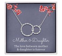AM ANNIS MUNN Collier pour mère et fille, cadeau pour belle-mère de la part de sa belle-fille, collier en argent sterling 925 pour femme, collier cercle infini, cadeau d'anniversaire pour maman