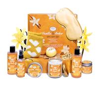AM AROMANTRA Coffret cadeau de salle de bain pour le corps, 11 paniers-cadeaux de spa de luxe pour femme, ustensiles de spa à la maison avec bain moussant, lotion pour le corps, bougie