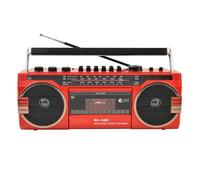 AM FM Lecteur cassette portable et enregistreur avec prise casque 3,5 mm, deux haut-parleurs de 12,7 cm, répéteur, enregistreur de cassette à cartes - Idéal pour campus radio karaoké