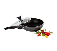 AM Home and Kitchen - Wok à induction avec couvercle antiadhésif, wok anti-adhésif avec couvercle, wok et poêles à frire avec couvercle (26 cm)