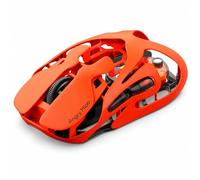 AM Infinity Souris de jeu sans fil - Orange flamboyant, 49 g, design en métal ultra léger, capteur 30 000 DPI PAW3950, double interrogation 8K, batterie remplaçable à chaud, trimode 2,4 G/Bluetooth