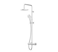 AM.PM Colonne de Douche Thermostatique F07XA400 - Colonne de Douche avec Mitigeur, Barre Douche, Douchette ABS 3 Jets, Pomme de Tête Inox, Technologie Air In Économie d’Eau 30%, Sécurité 38 °C, Chromé