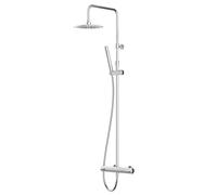 AM.PM F07PA400 - Colonne de douche avec mitigeur thermostatique, barre douche, pomme de tête inox et douchette ABS 1 jet, chromé, économie d’eau 30%, sécurité 38 °C