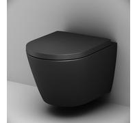 AM.PM Flash - WC suspendu, WC mural sans rebord, toilettes en céramique avec système d'abaissement automatique, WC suspendu AquaSpin, cuvette WC, noir