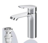 AM.PM Func - Mitigeur Lavabo Robinet Salle de Bain avec Clic-Clac, Chrome, Anti-rayures, Facile à Nettoyer, Hauteur du Bec 180 mm