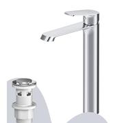 AM.PM Func - Mitigeur Lavabo Robinet Salle de Bain avec Clic-Clac, Chrome, Anti-rayures, Facile à Nettoyer, Hauteur du Bec 312 mm