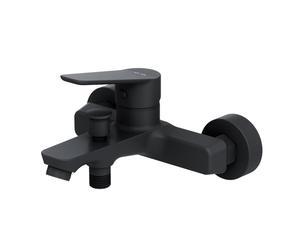AM.PM Hit FTA10022 - Mitigeur Bain Douche Noir Mat, Mitigeur Baignoire Monotrou avec Bec, Colonnette Baignoire, Robinet Monocommande à Économie d’Eau, Résistant aux Fissures