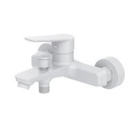 AM.PM Hit FTA10033 - Mitigeur Bain Douche Blanc Mat, Mitigeur Baignoire Monotrou avec Bec, Colonnette Baignoire, Robinet Monocommande à Économie d’Eau, Résistant aux Fissures