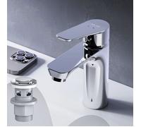 AM.PM Hit FTA82100 - Robinet Lavabo Salle de Bain Mitigeur Lavabo avec Vidage à Clic, Cartouche Céramique SoftMotion 30 mm, Chromé, Anti-rayures, Facile à Nettoyer, Garantie 5 ans