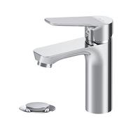 AM.PM Hit FTA82100 - Robinet Lavabo Salle de Bain Mitigeur Lavabo avec Vidage à Clic, Cartouche Céramique SoftMotion 30 mm, Chromé, Anti-rayures, Facile à Nettoyer, Garantie 5 ans