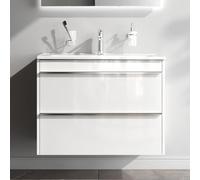 AM.PM Hit - Meuble de Salle de Bain à Suspendre avec lavabo et WC d'invités, Meuble sous-Vasque avec 2 tiroirs, 80 cm de Large, Blanc Brillant