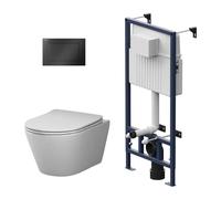 AM.PM IIS90238.XB1701 Ensemble : WC mural + élément de fixation murale + plaque de commande (IIS90238+XB1701)