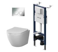 AM.PM Like Pack WC suspendu bâti-support plaque chromée IIS90151.LA1900
