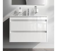 AM.PM Meuble de Lavabo Suspendu avec Evier, Ensemble de Meuble de Salle de Bain pour Salle de Bain & WC Invités, Meuble de Vanity avec 2 Tiroirs, Blanc Pointe (80/56 cm)