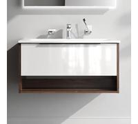AM.PM - Meuble sdb avec Vasque à Suspendre 80 cm, Meuble Vasque avec 1 tiroir et Niche Ouverte, Ensemble Meuble Vasque Salle de Bain pour Salle de Bain et WC d’invités, Blanc Brillant