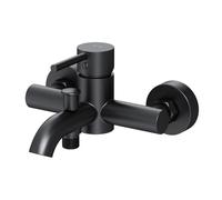 AM.PM - Mitigeur Baignoire Monotrou Noir Mat, Robinet Bain-Douche Monocommande avec Bec 17,6 cm, Montage Mural 2 Trous, Colonnette Baignoire