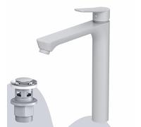 AM.PM Mitigeur Vasque à Poser avec Bonde Clic Clac, Robinet de Salle de Bain, Blanc Mat, Hauteur de bec 193 mm, Cartouche Céramique SoftMotion 30 mm, Résistant aux rayures, Garantie 5 ans (FTA92233)