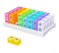 AM PM Pilulier quotidien avec capacité de 31 jours et 32 compartiments clairement étiquetés Boîte à médicaments légère en polypropylène pour une utilisation en déplacement (B)