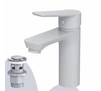 AM.PM - Robinet Salle Bain FTA82233, Mitigeur Lavabo Blanc avec Bonde Clic-Clac, Robinet Lave-Main, Cartouche Céramique SoftMotion 35 mm, Résistant aux Rayures, Facile à Nettoyer, Garantie 5 Ans