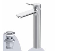 AM.PM - Robinet Salle Bain FXA92200, Mitigeur Lavabo Vasque à Poser Chromé avec Bonde Clic-Clac, Robinet Lave-Main Taille L