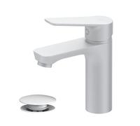 AM.PM - Robinet Salle Bain Hit FTA82133, Mitigeur Lavabo Blanc avec Bonde à Clic, Robinet Lave-Main Anti-Rayures, Cartouche Céramique SoftMotion 30 mm, Facile à Nettoyer, Garantie 5 Ans