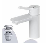 AM.PM - Robinet Salle Bain X-Joy S FXB82133, Mitigeur Lavabo Blanc Mat avec Bonde Clic-Clac, Robinet Lave-Main Économique en Eau