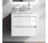 AM.PM Spike Meuble de salle de bain à suspendre avec lavabo et toilettes d'invités, meuble bas avec 2 tiroirs, blanc, 61 cm