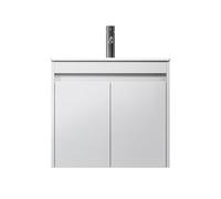 AM.PM Spike, Meuble de Salle de Bain à Suspendre avec lavabo, Meuble basavec Deux étagères, Blanc, 60cm