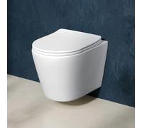 AM.PM Spike - WC suspendu sans rebord en céramique avec système d'abaissement automatique, WC suspendu AquaSpin, cuvette WC, blanc, 50 cm de long