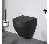 AM.PM Spirit 2.0 WC suspendu avec abattant, système de nettoyage Spirit FlashClean, chasse d'eau profonde, sans bride, avec couvercle, noir