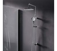 AM.PM Système de douche sans robinetterie Douche à effet pluie sans thermostat avec pomme de douche Douchette à main inverseur carré Colonne de douche pour salle de bain, chromée F07TA00