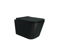 AM.PM WC suspendu cuvette et WC surélevé Func FlashClean, WC suspendu sans bord noir mat à rinçage profond, WC mural avec abattant à fermeture automatique, WC noir en céramique, 49 cm, radiocommandé