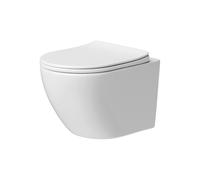 AM.PM WC suspendu mural sans rebord pour invités, WC suspendu en céramique avec couvercle de siège à fermeture amortie, siège WC avec système d'abaissement automatique CXB1700SC X-Joy S