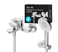 AM.PM X-Joy FXA15000 - Mitigeur baignoire monocommande avec robinet douche, mitigeur mécanique de baignoire avec douchette et support, robinet salle de bain chromé, compatible colonne de douche