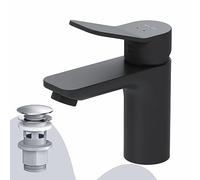 AM.PM X-Joy FXA82122 Robinet de lavabo monocommande à économie d'eau avec robinet anti-rayures, facile à nettoyer, avec bonde à clic, hauteur d'écoulement 79 mm, noir mat