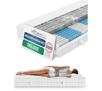 AM Qualitätsmatratzen 3D Deluxe - Matelas à Ressorts ensachés 200 x 200 cm - Très Ferme (≥ 110 kg), 24 cm de Hauteur - Matelas orthopédique 200 x 200 cm avec Housse en Lyocell - Matelas 7 Zones