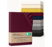 AM Qualitätsmatratzen Drap-Housse Haut de Gamme 140 x 210 cm pour sommier tapissier (200 g/m²) Couleur Bordeaux - Fabriqué en Allemagne - Certifié Oeko-TEX - Drap-Housse - Profondeur du Bonnet: 40cm
