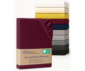 AM Qualitätsmatratzen Drap-Housse Haut de Gamme 140 x 210 cm pour sommier tapissier (200 g/m²) Couleur Bordeaux - Fabriqué en Allemagne - Certifié Oeko-TEX - Drap-Housse - Profondeur du Bonnet: 40cm