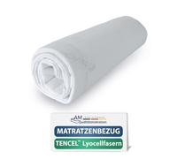 AM Qualitätsmatratzen - Housse de Matelas 140x190 en Tencel Lyocell - Protège Matelas avec Fermeture éclair - Amovible et Lavable - Housse Matelas 140 x 190 epaisseur 21 cm - Housse Matelas intégrale