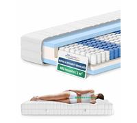 AM Qualitätsmatratzen - Matelas à Ressorts ensachés 100 x 210 avec 7 Zones de Confort - Housse Amovible et Lavable - Matelas 100x210 cm 20 cm epaisseur - Oeko-TEX - équilibré