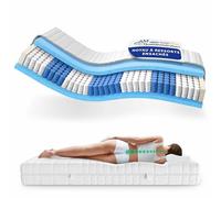 AM Qualitätsmatratzen - Matelas à Ressorts ensachés 140x190 cm très Ferme - 7 Zones de Confort - Housse Respirante et Lavable - Matelas 140 x 190 cm 24 cm epaisseur - 140/190 - Matelas orthopédique