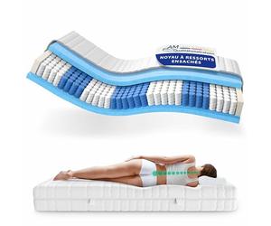 AM Qualitätsmatratzen - Matelas à Ressorts ensachés 140x200 cm très Ferme - 7 Zones de Confort - Housse Respirante et Lavable - Matelas 140 x 200 cm 24 cm epaisseur - 140/200 - Matelas orthopédique