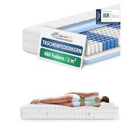 AM Qualitätsmatratzen - Matelas à Ressorts ensachés 200 x 200 avec 7 Zones de Confort - Housse Amovible et Lavable - Matelas 200x200 cm 20 cm epaisseur - Oeko-TEX - équilibré