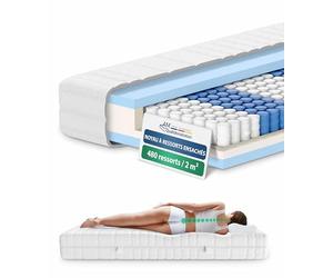 AM Qualitätsmatratzen - Matelas à Ressorts ensachés 200 x 200 avec 7 Zones de Confort - Housse Amovible et Lavable - Matelas 200x200 cm 20 cm epaisseur - Oeko-TEX - équilibré