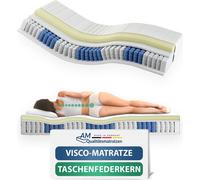 AM Qualitätsmatratzen | Matelas à ressorts ensachés viscoélastique 160x200 cm - H3 - Fabriqué en Allemagne