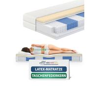 AM Qualitätsmatratzen - Matelas en Latex Premium 120x200cm Moelleux - 1000 Ressorts - Matelas à Ressorts ensachés 120x200 - Matelas avec revêtement en Latex de 4cm - 24cm Hauteur - qualité Allemande