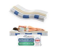 AM Qualitätsmatratzen - Matelas Latex 140x200cm équilibré - Matelas à ressorts ensachés avec mousse en latex 4cm - 24cm Hauteur - Made in Germany
