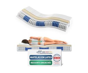 AM Qualitätsmatratzen - Matelas Latex 80x200cm Moelleux - Matelas à Ressorts ensachés Latex 80x200 - Matelas avec Mousse en Latex intégrée 4cm - 24cm Hauteur - Made in Germany
