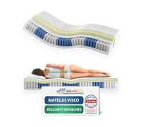 AM Qualitätsmatratzen - Matelas Visco 140x200cm équilibré - Matelas à Ressorts ensachés Visco 140x200 - Matelas avec Mousse Visco intégrée 6cm - 24cm Hauteur - Made in Germany